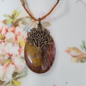 Colorful Jasper Tree of  Life Beaded Pendant Necklace